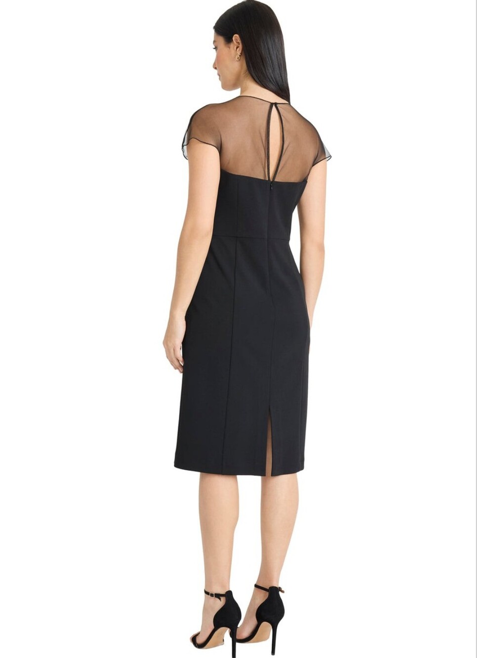 NWT MAGGY LONDON | $178 Therese Sheer Rhinestone Neck Cocktail Dress - Picture 4 of 9